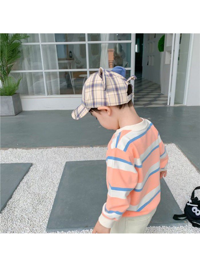 Boys' bodywear spring clothing  new Pullover striped baby clothes children's top factory direct sales children's wear 