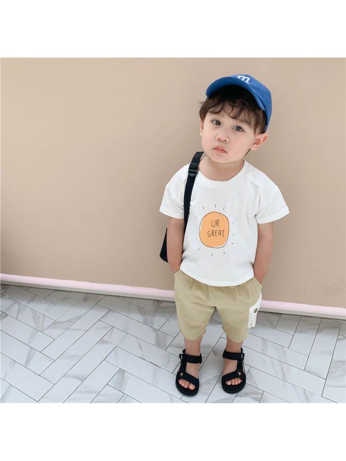 Children's T-shirt summer letter printed baby top children's short sleeve round neck clothes children's clothing manufacturers direct sales 