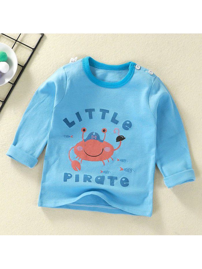 Children's undershirt spring autumn new baby cartoon top boy's single piece baby long sleeve sweater wholesale 