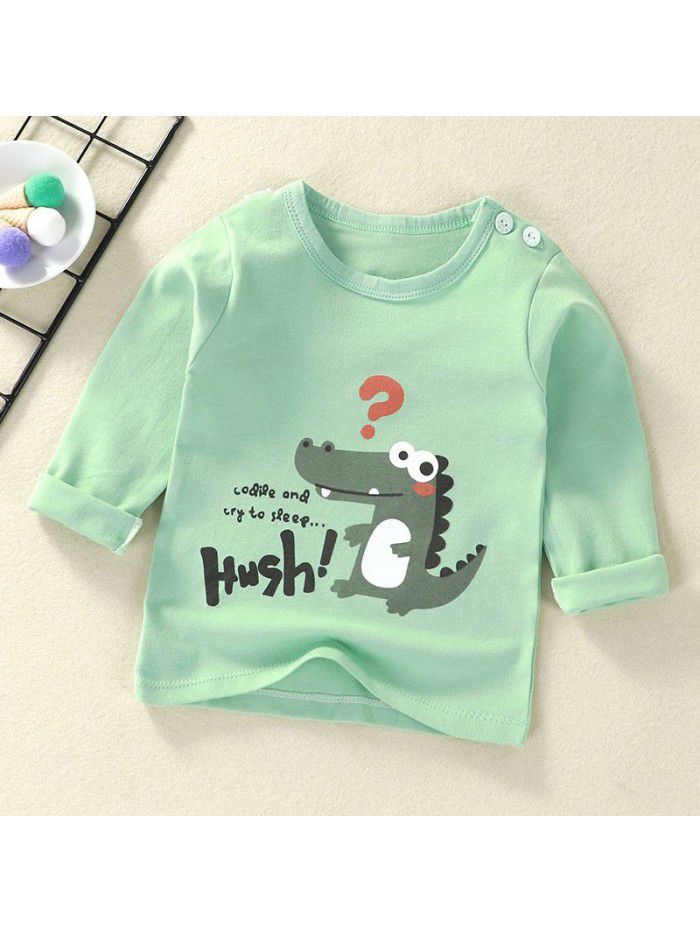 Children's undershirt spring autumn new baby cartoon top boy's single piece baby long sleeve sweater wholesale 