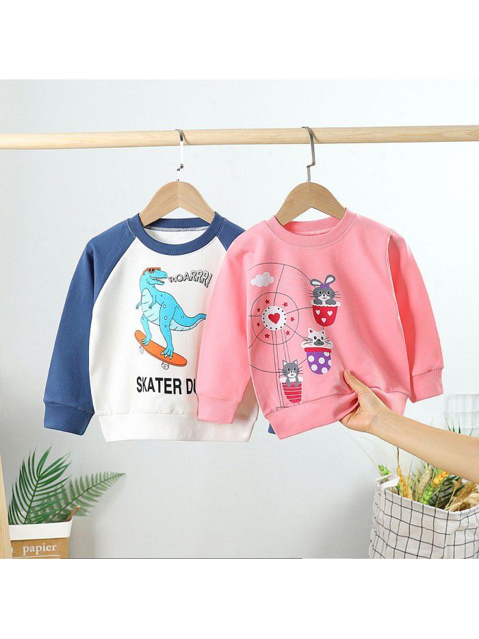 Children's wear children's sweater autumn  cotton boys and girls long sleeve T-shirt single top baby Pullover 