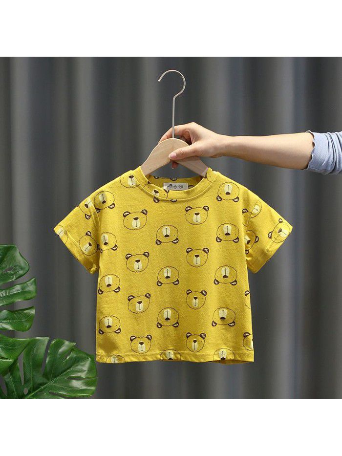 1547 boys' summer short sleeve baby T-shirt  new fashion baby Korean cartoon print half sleeve 