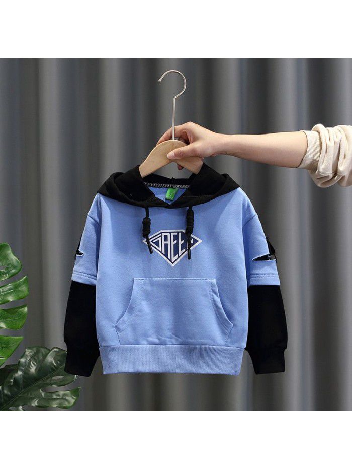 1350 boys' sweater spring and autumn children's Spring Long Sleeve T-Shirt  new baby Korean Hoodie 