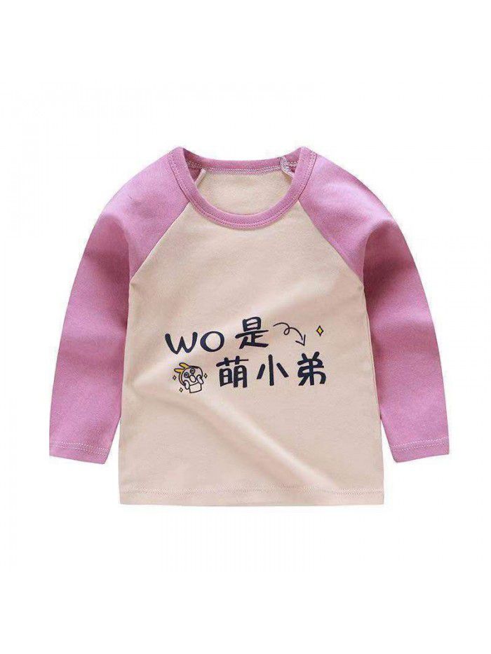 Children's undershirt spring autumn new baby cartoon top boy's single piece baby long sleeve sweater wholesale 