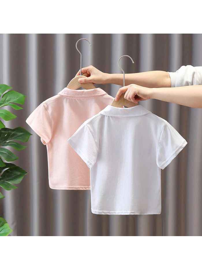 1583 boys and girls short sleeve T-shirt summer  new middle and small 3 children's half sleeve polo shirt summer foreign style top 