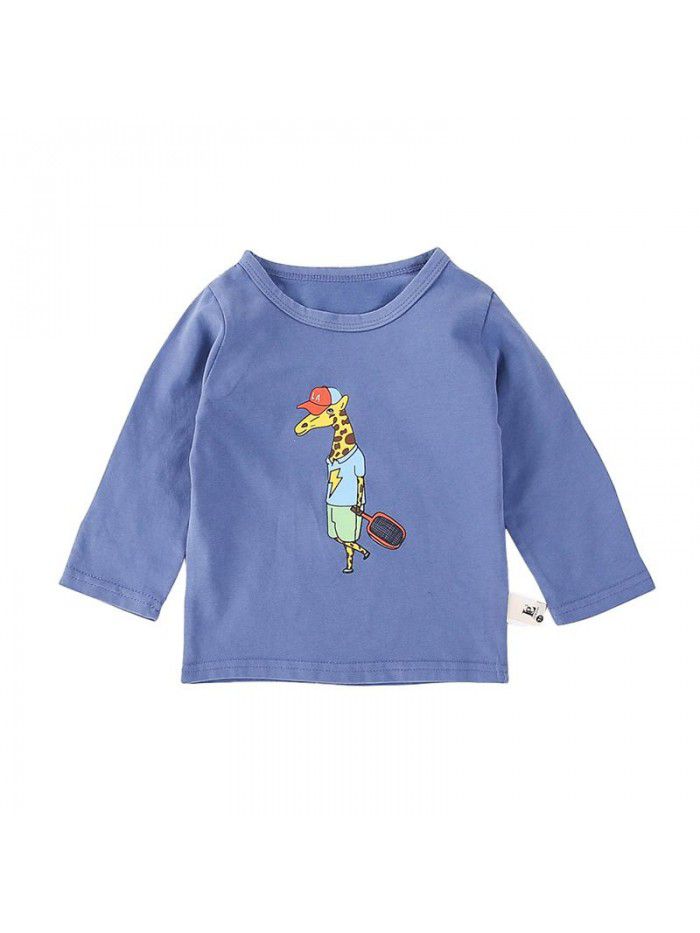 Baby T-shirt spring and autumn new children's clothes cartoon printed cute baby bottom coat Long Sleeve boys' top 