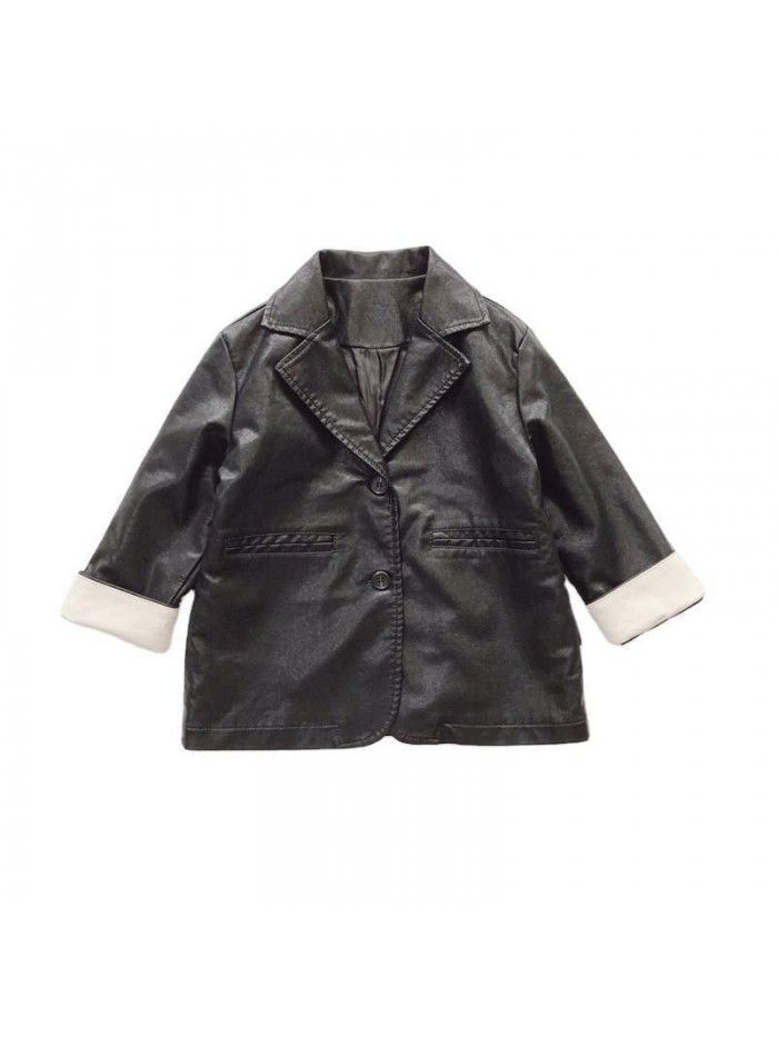 Children's coat  autumn new Korean girl's leather suit collar girl's leather jacket fashion 