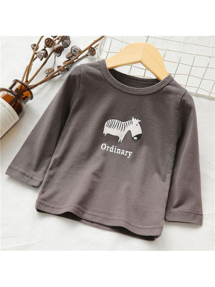 Children's T-shirt spring and autumn long sleeve bottomed shirt baby top baby clothes boy's cartoon one to be sent ia923 