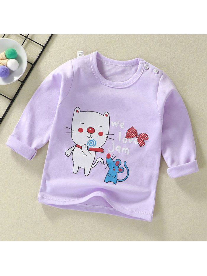 Children's undershirt spring autumn new baby cartoon top boy's single piece baby long sleeve sweater wholesale 