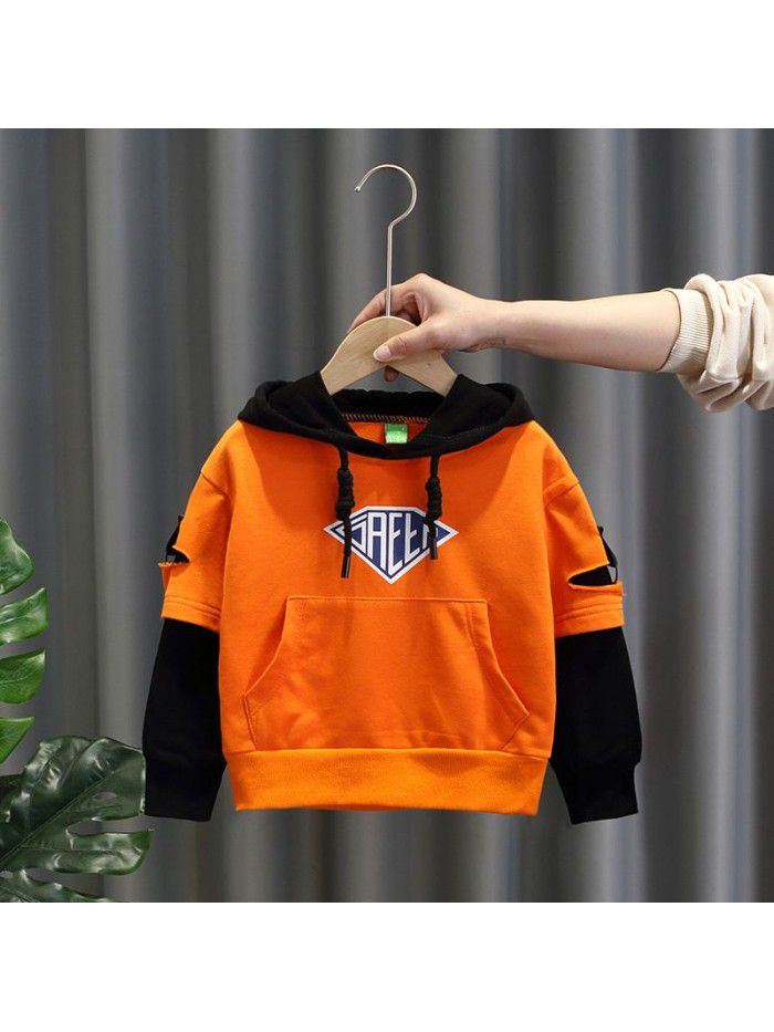 1350 boys' sweater spring and autumn children's Spring Long Sleeve T-Shirt  new baby Korean Hoodie 