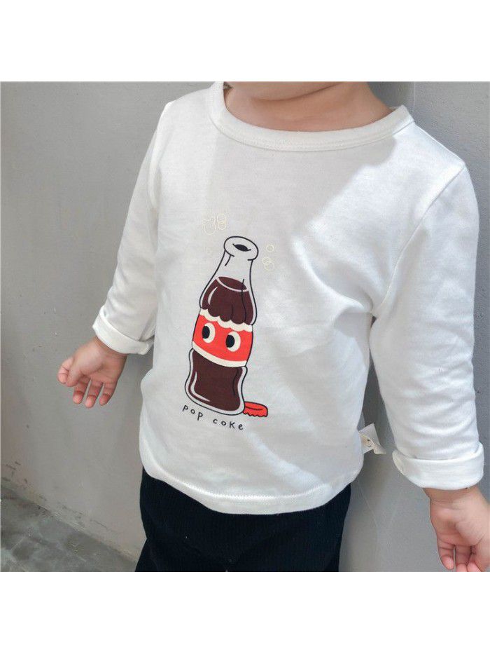 Children's T-shirt spring and autumn long sleeve bottomed shirt baby top baby clothes boy's cartoon one to be sent ia923 