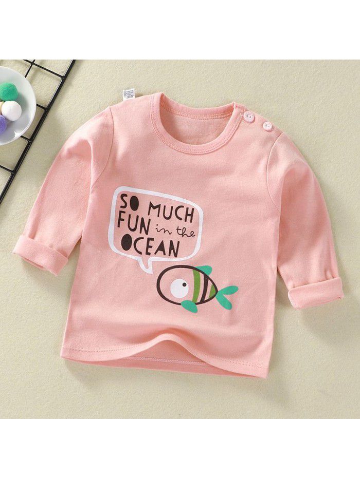 Children's undershirt spring autumn new baby cartoon top boy's single piece baby long sleeve sweater wholesale 