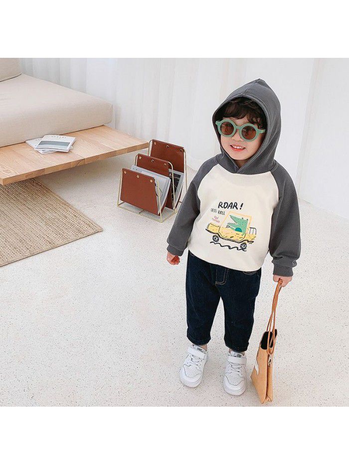 Crawler dragon children's wholesale children's cartoon car printed sweater spring  new boys' top ic033 