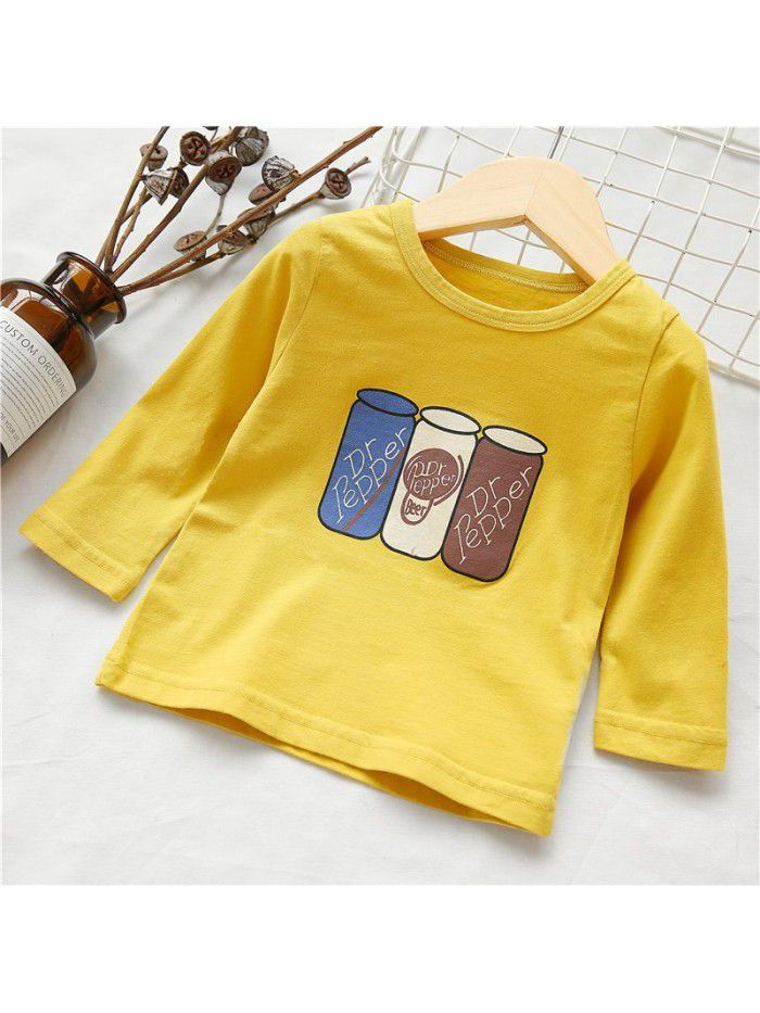 Children's T-shirt spring and autumn long sleeve bottomed shirt baby top baby clothes boy's cartoon one to be sent ia923 