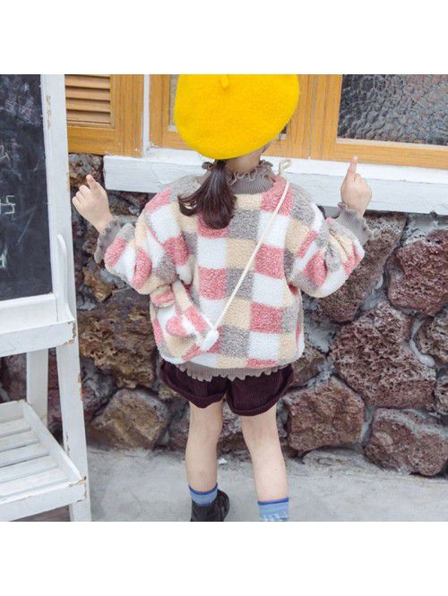 Girls' Plush sweater thickened Korean childre...