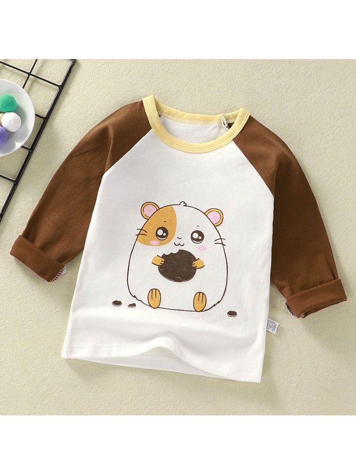 Children's undershirt spring autumn new baby cartoon top boy's single piece baby long sleeve sweater wholesale 