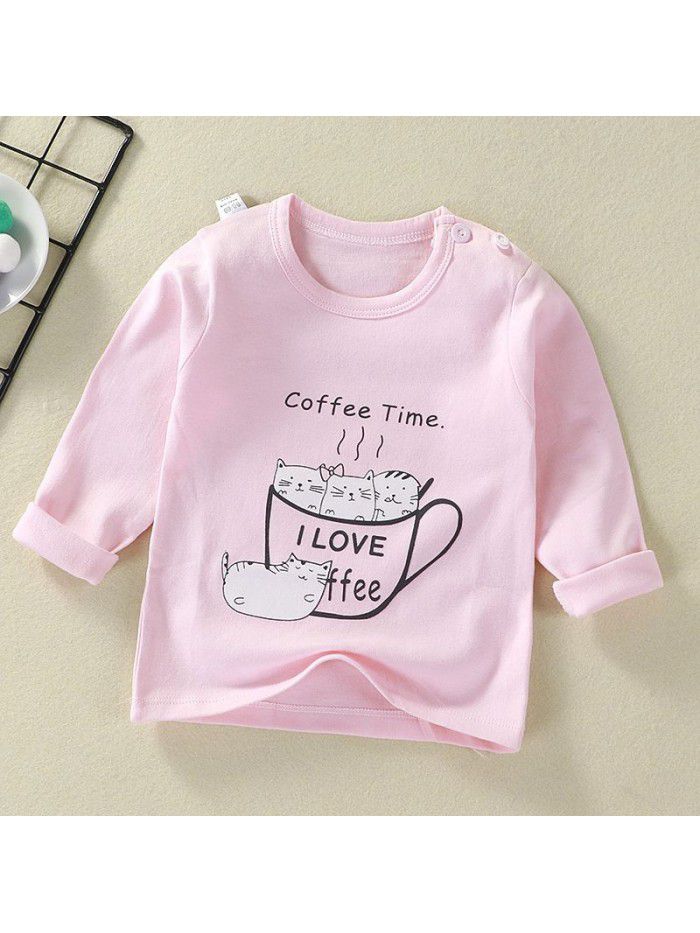 Children's undershirt spring autumn new baby cartoon top boy's single piece baby long sleeve sweater wholesale 