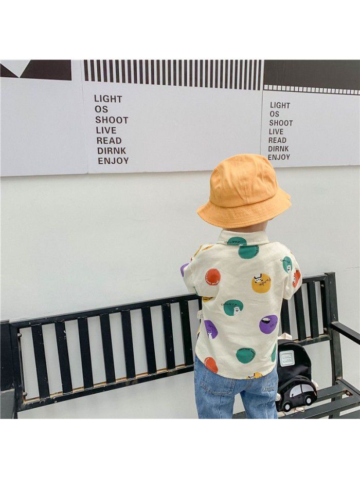 Boys' shirt spring and autumn wear dot print baby shirt baby long sleeve top children's fashion ia910 