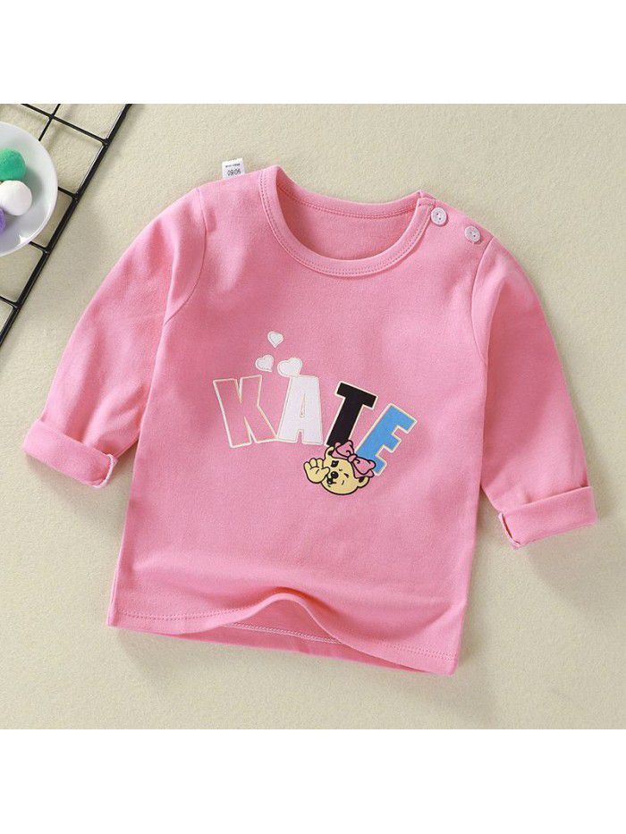 Children's undershirt spring autumn new baby cartoon top boy's single piece baby long sleeve sweater wholesale 