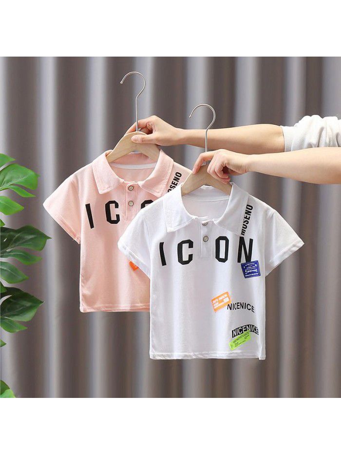 1583 boys and girls short sleeve T-shirt summer  new middle and small 3 children's half sleeve polo shirt summer foreign style top 