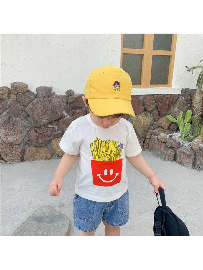 Boys T-shirt short sleeve summer new French fries cartoon printed baby top children's clothing factory direct sales children's clothing 