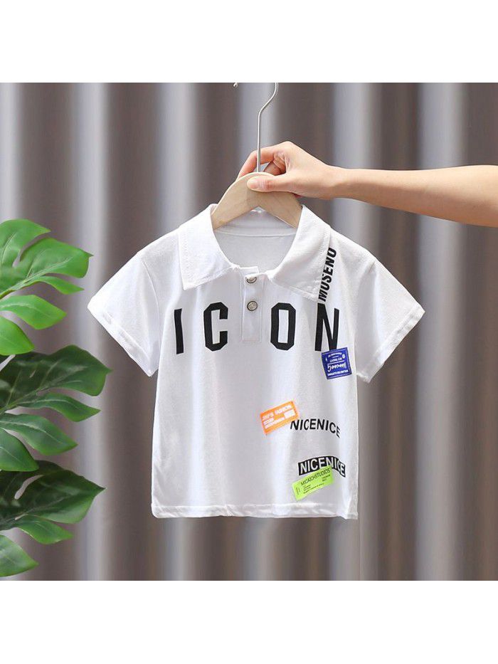 1583 boys and girls short sleeve T-shirt summer  new middle and small 3 children's half sleeve polo shirt summer foreign style top 