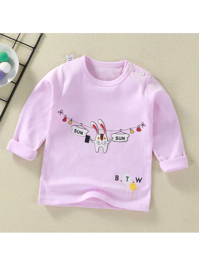 Children's undershirt spring autumn new baby cartoon top boy's single piece baby long sleeve sweater wholesale 