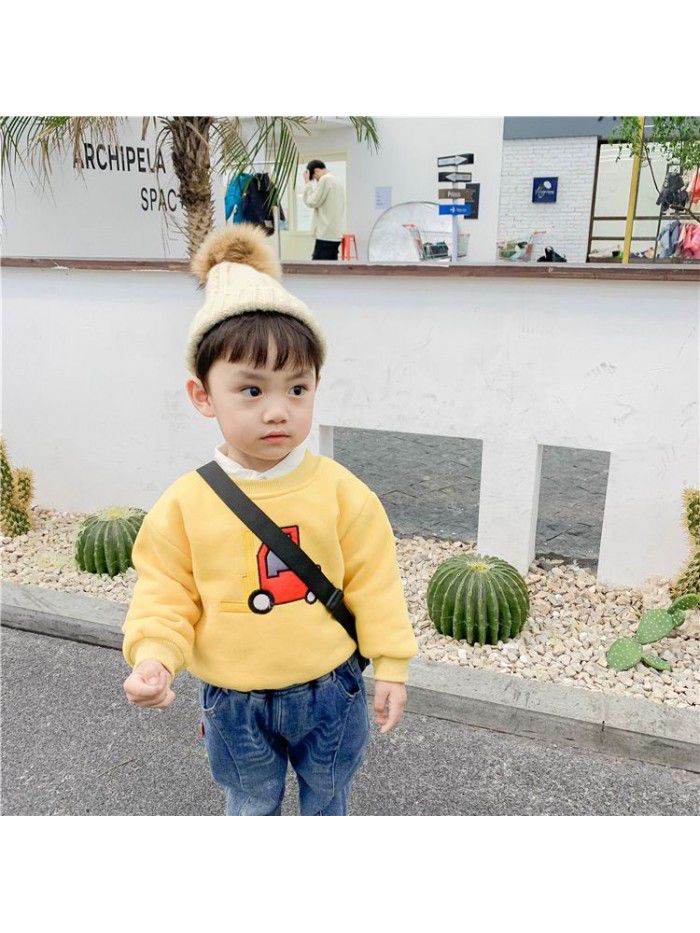 Children's Plush sweater, winter clothes, thickened baby's pullover, cartoon embroidery, baby's lovely boy's warm clothes ib909 