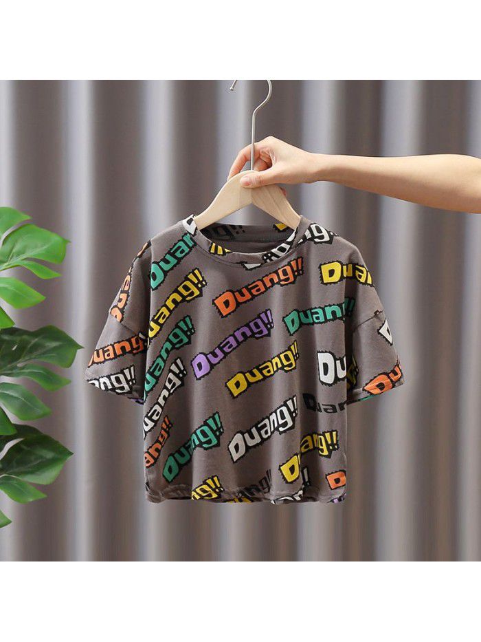 1580 boys' short sleeve T-shirt thin  summer new children's fashionable top half sleeve T-shirt fashion for children 