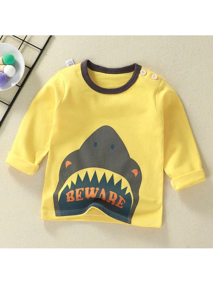 Children's undershirt spring autumn new baby cartoon top boy's single piece baby long sleeve sweater wholesale 