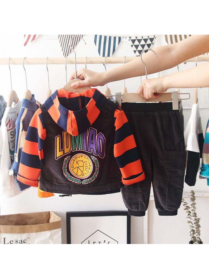 Boys' Autumn suit  children's spring and autumn new children's wear boys' handsome three piece sweater 