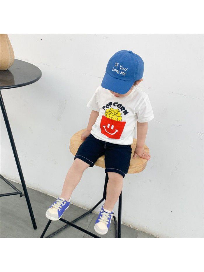 Boys T-shirt short sleeve summer new French fries cartoon printed baby top children's clothing factory direct sales children's clothing 