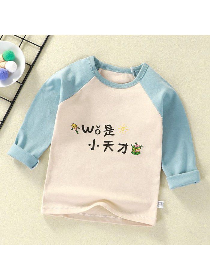 Children's undershirt spring autumn new baby cartoon top boy's single piece baby long sleeve sweater wholesale 