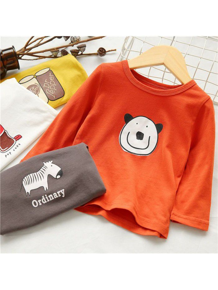 Children's T-shirt spring and autumn long sleeve bottomed shirt baby top baby clothes boy's cartoon one to be sent ia923 