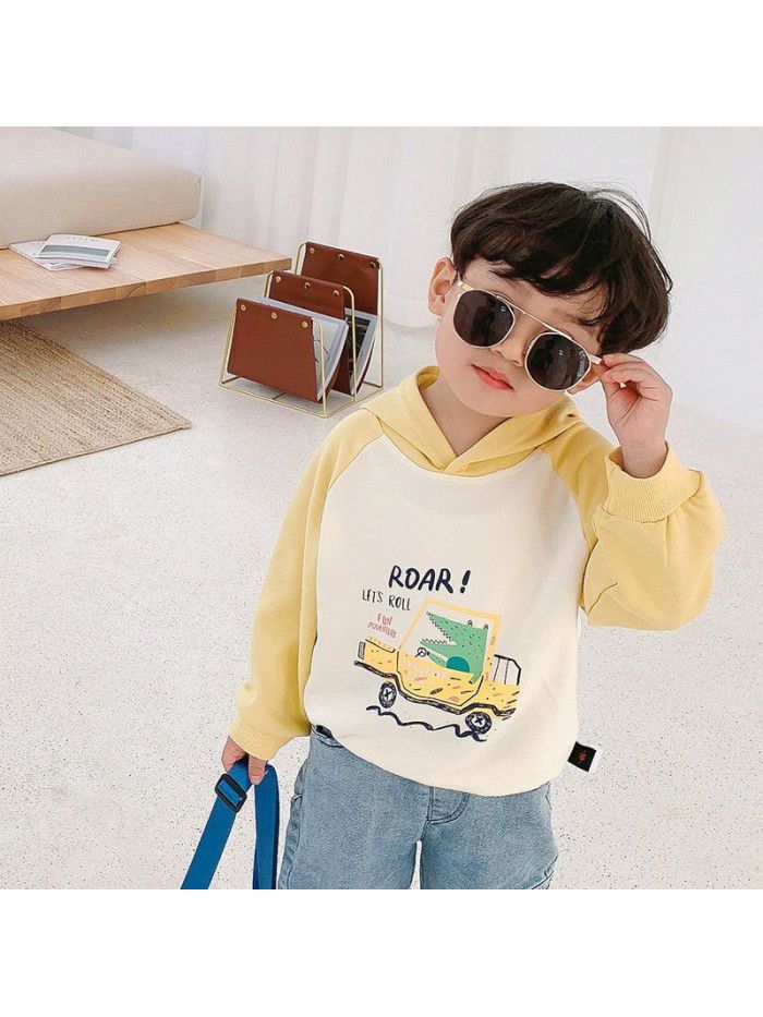 Crawler dragon children's wholesale children's cartoon car printed sweater spring  new boys' top ic033 