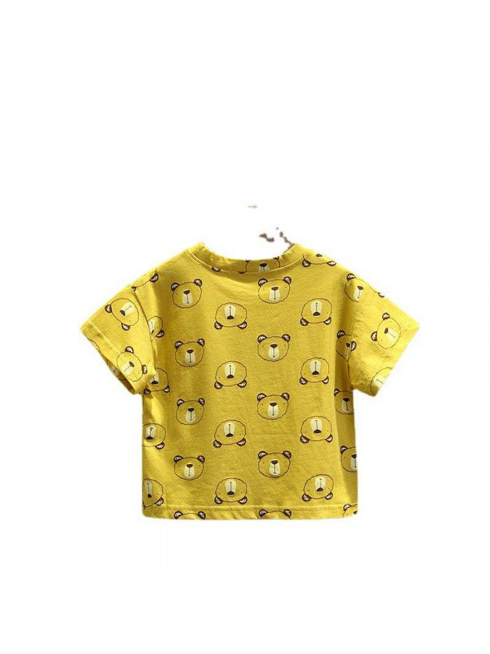 1547 boys' summer short sleeve baby T-shirt  new fashion baby Korean cartoon print half sleeve 