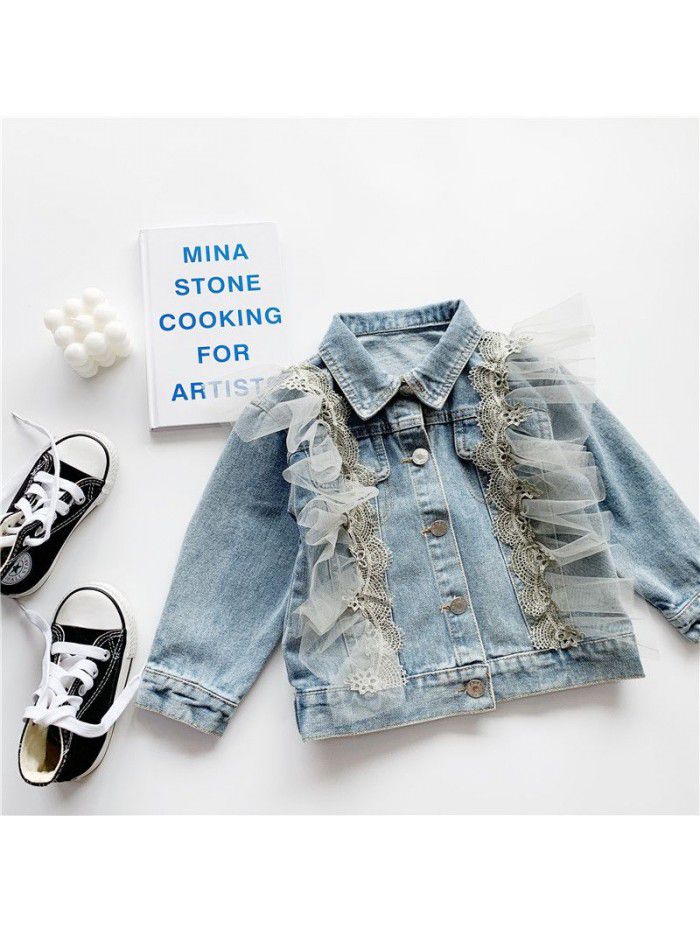 Children's Korean denim  autumn new girl's foreign style coat 