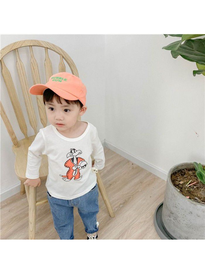 Baby T-shirt spring and autumn new children's clothes cartoon printed cute baby bottom coat Long Sleeve boys' top 