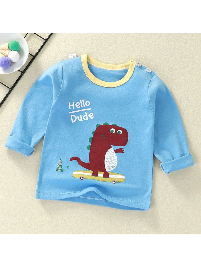 Children's undershirt spring autumn new baby cartoon top boy's single piece baby long sleeve sweater wholesale 