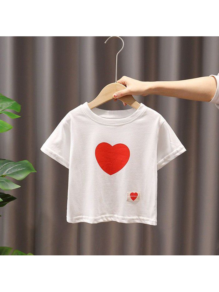 4625 girls'  summer cartoon short sleeve children's T-shirt 