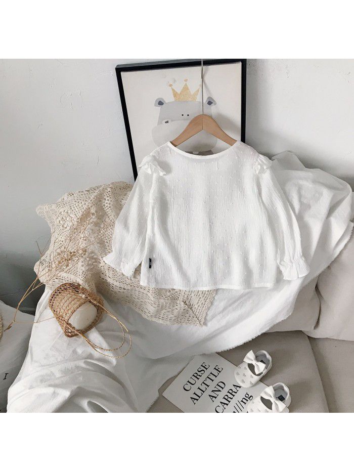 Girls' shirt  spring new Korean fashion baby flying sleeve top children's baby shirt wholesale 