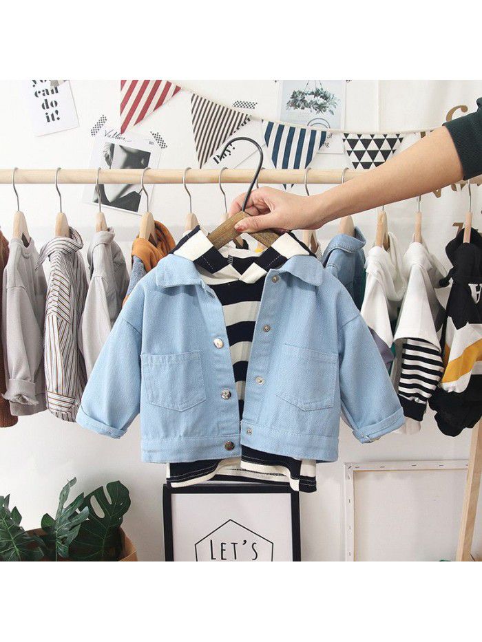 new baby's cotton sweater set: Children's foreign spring clothes, 2-piece set for boys and girls aged 1-2-3, Korean version 