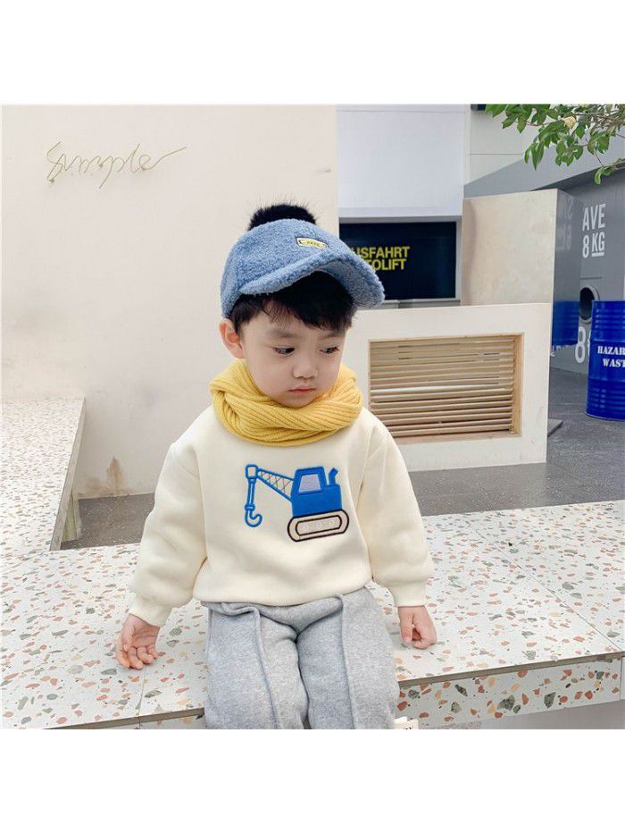 Children's Plush sweater, winter clothes, thickened baby's pullover, cartoon embroidery, baby's lovely boy's warm clothes ib909 