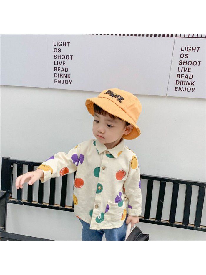 Boys' shirt spring and autumn wear dot print baby shirt baby long sleeve top children's fashion ia910 