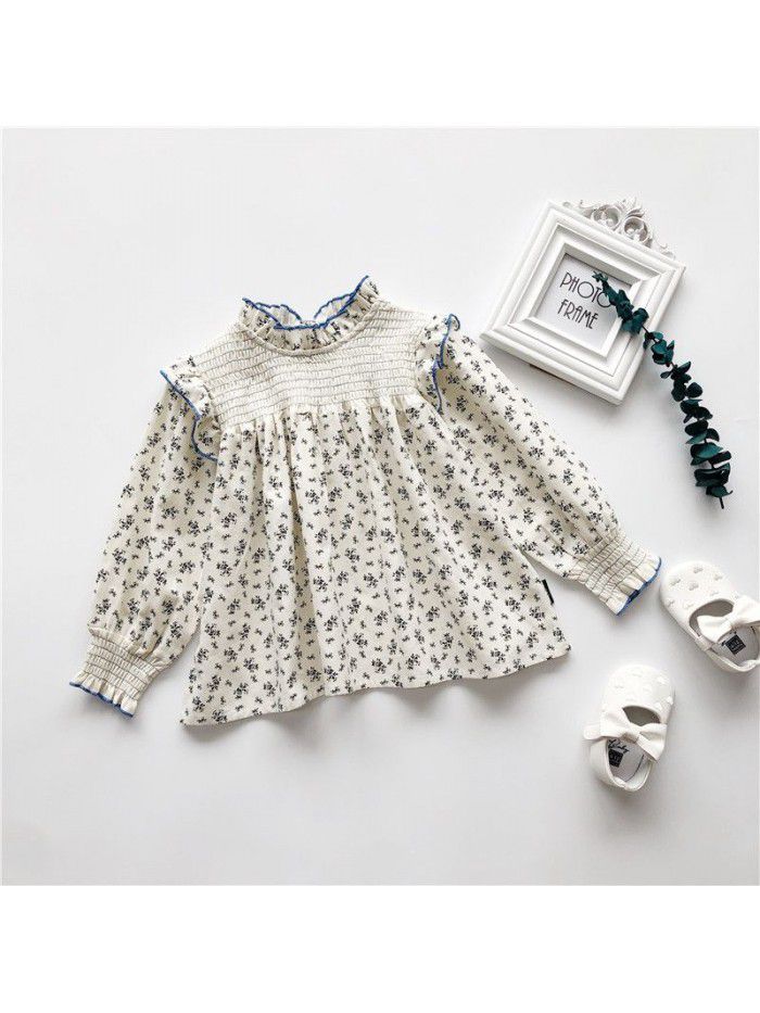 Girls' floral shirt  spring new Korean baby shirt children's long sleeve baby shirt wholesale 