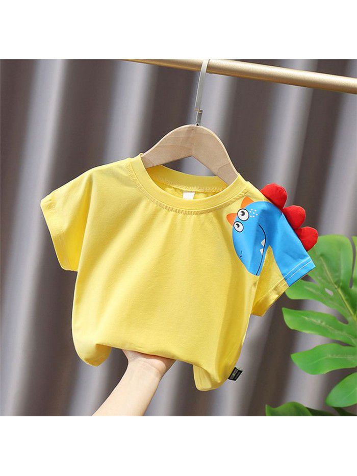 Korean children's wear  summer T-Shirt Baby Clothes night market children's wear cute children's short sleeve round neck foreign style top 