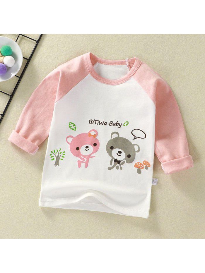 Children's undershirt spring autumn new baby cartoon top boy's single piece baby long sleeve sweater wholesale 