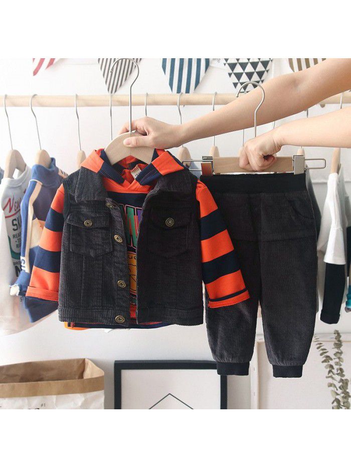 Boys' Autumn suit  children's spring and autumn new children's wear boys' handsome three piece sweater 