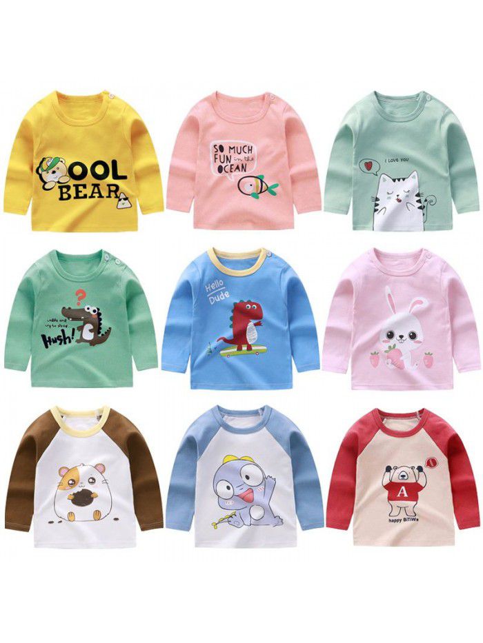 Children's undershirt spring autumn new baby cartoon top boy's single piece baby long sleeve sweater wholesale 