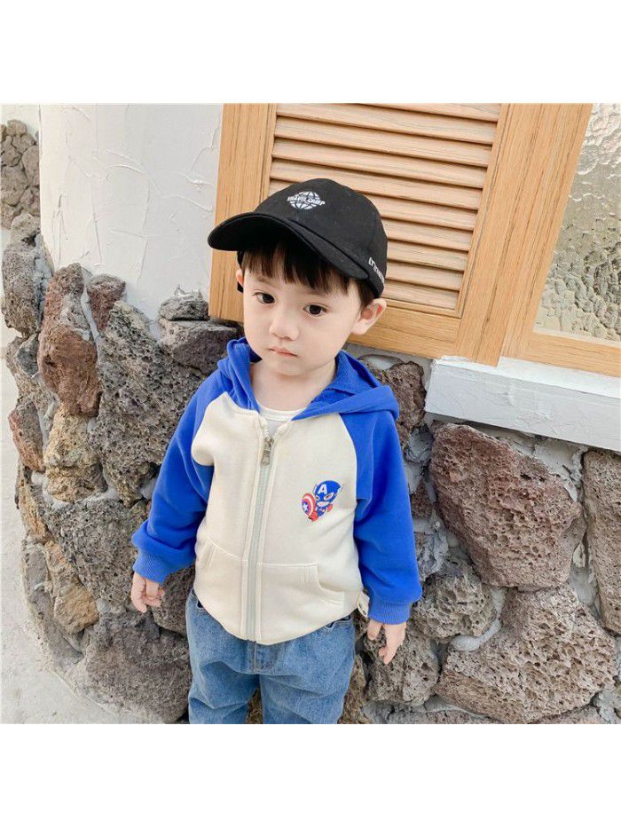 Children's clothing manufacturers direct sales  spring and autumn new top baby foreign style hooded cartoon coat children's clothing fashion 